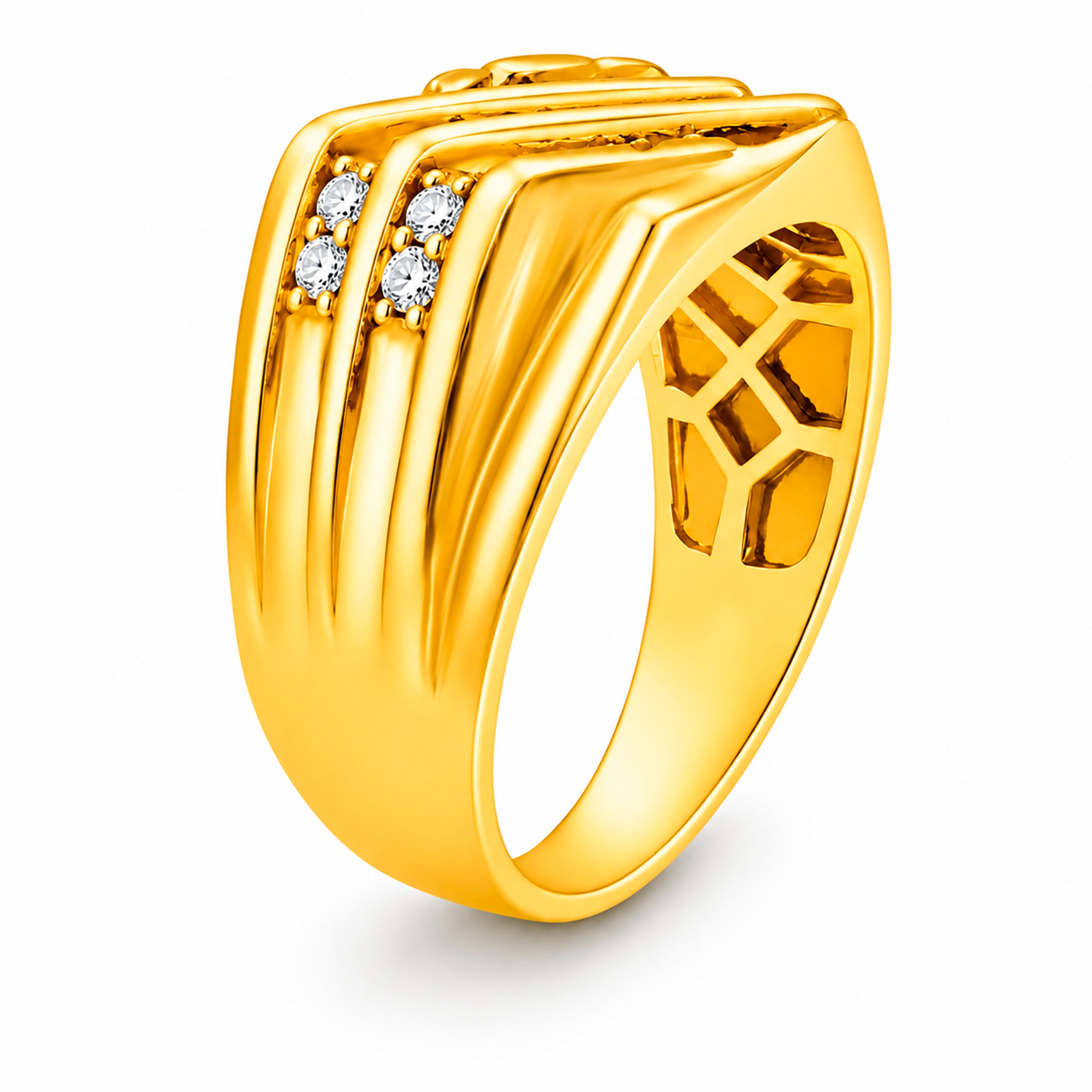 Venturant Lab Grown Diamond (F/VS+) 1.00 carat Round cut Sterling Silver Men's Ring - Sterling Silver | Gold over Silver