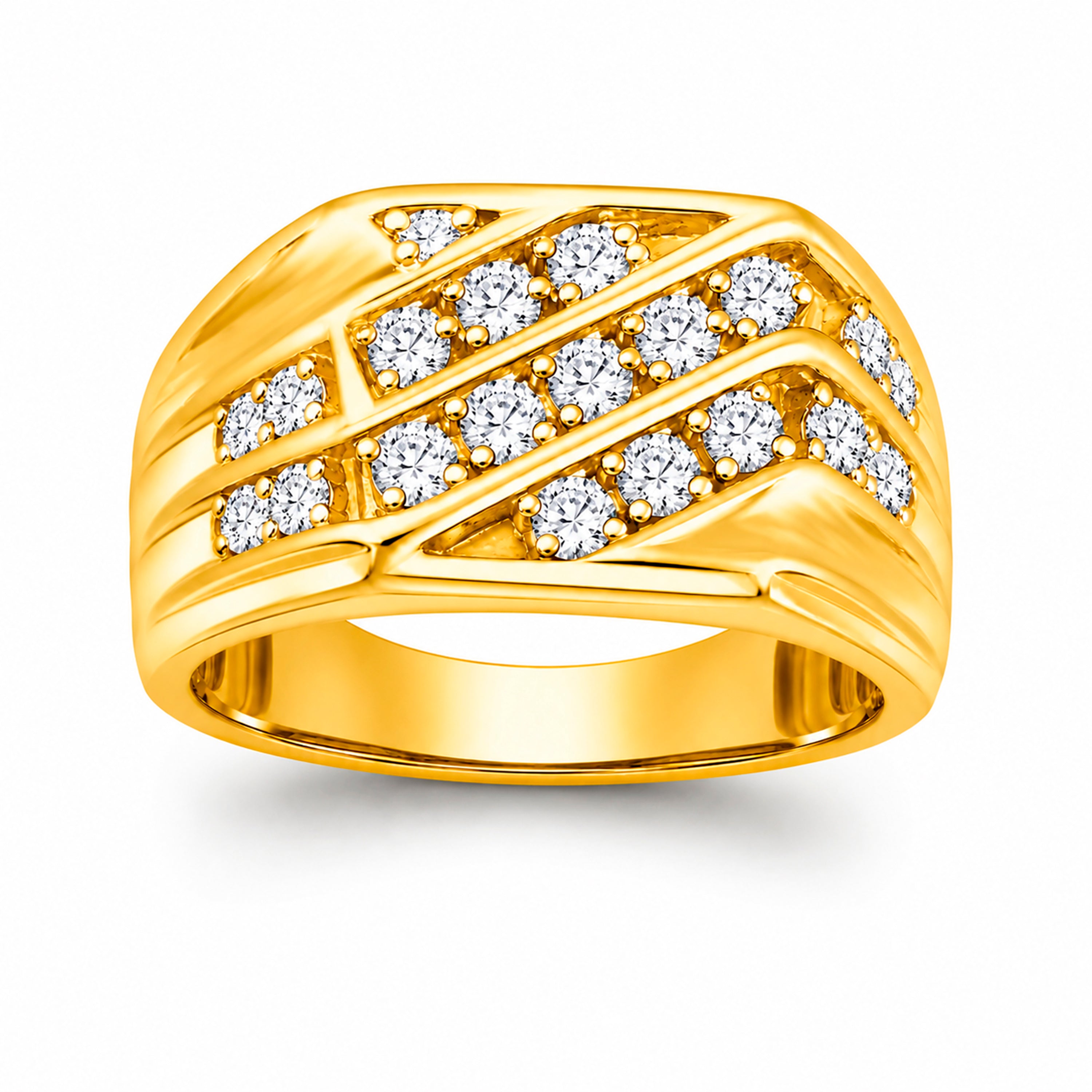 Venturant Lab Grown Diamond (F/VS+) 1.00 carat Round cut Sterling Silver Men's Ring - Sterling Silver | Gold over Silver