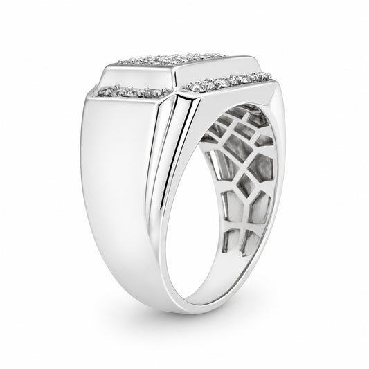 Venturant Lab Grown Diamond (F/VS+) 1.00 carat Round cut Sterling Silver Men's Ring - Sterling Silver | Gold over Silver
