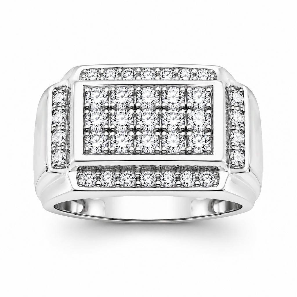 Venturant Lab Grown Diamond (F/VS+) 1.00 carat Round cut Sterling Silver Men's Ring - Sterling Silver | Gold over Silver