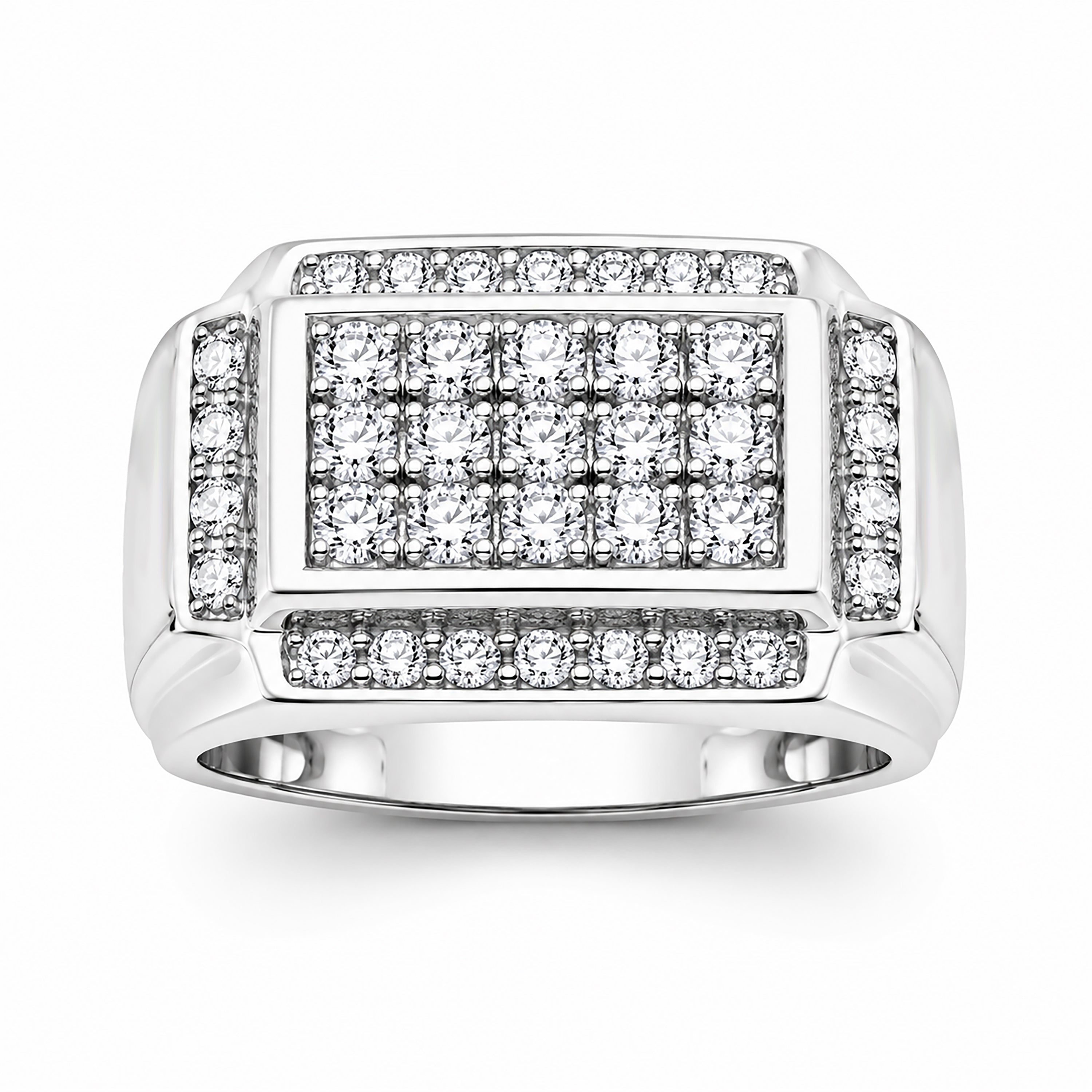 Venturant Lab Grown Diamond (F/VS+) 1.00 carat Round cut Sterling Silver Men's Ring - Sterling Silver | Gold over Silver