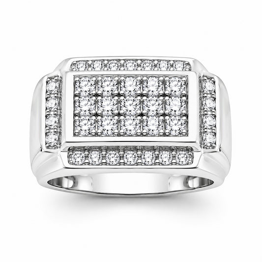 Venturant Lab Grown Diamond (F/VS+) 1.00 carat Round cut Sterling Silver Men's Ring - Sterling Silver | Gold over Silver