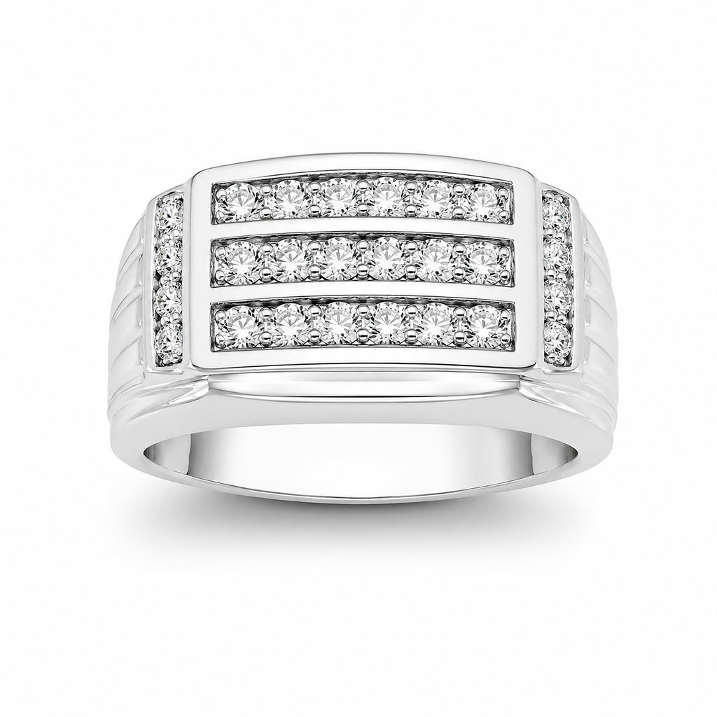 Venturant Lab Grown Diamond (F/VS+) 1.00 carat Round cut Sterling Silver Men's Ring - Sterling Silver | Gold over Silver