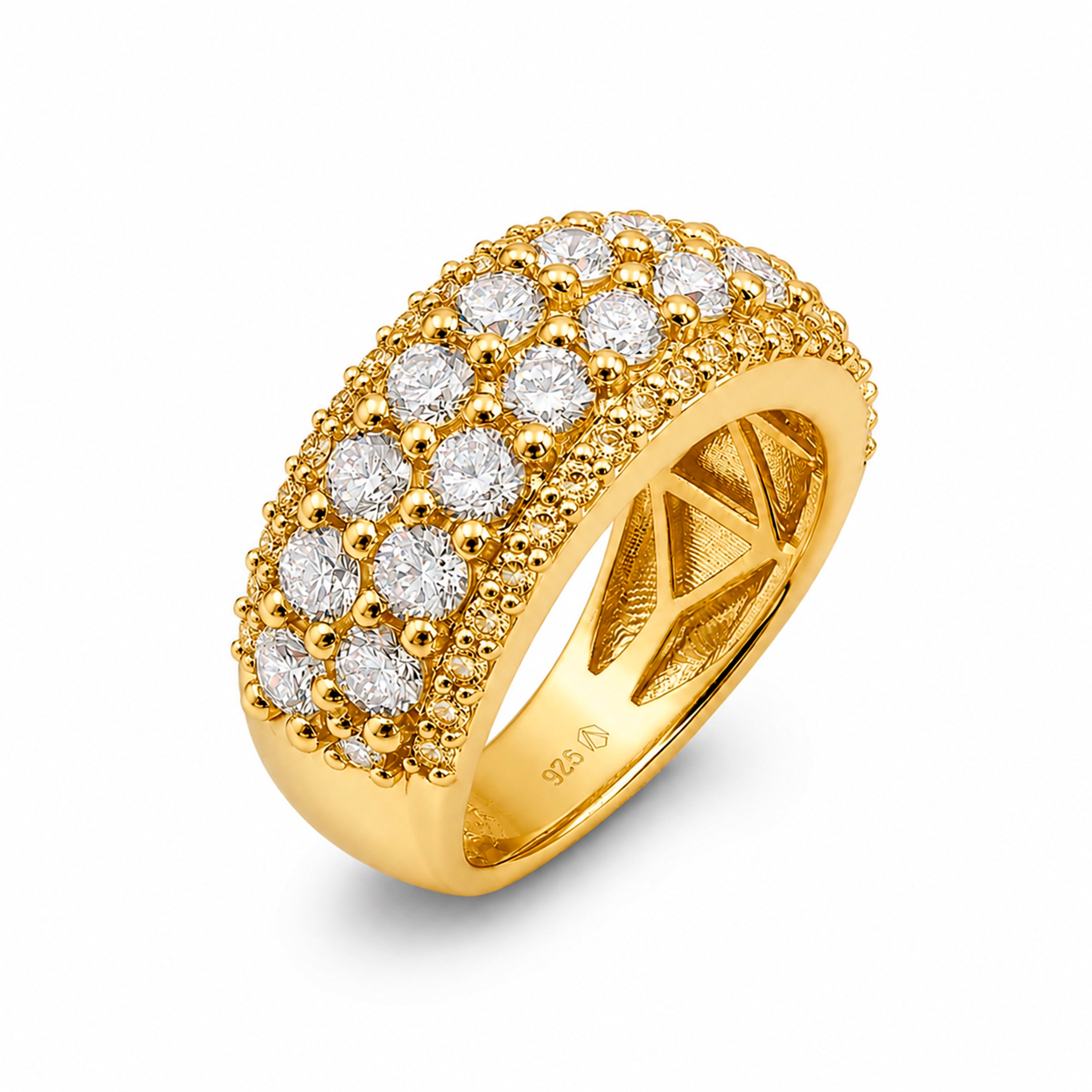Venturant Lab Grown Diamond (F/VS+) 3.00 carat Round cut Sterling Silver Statement Ring - Sterling Silver | Gold over Silver