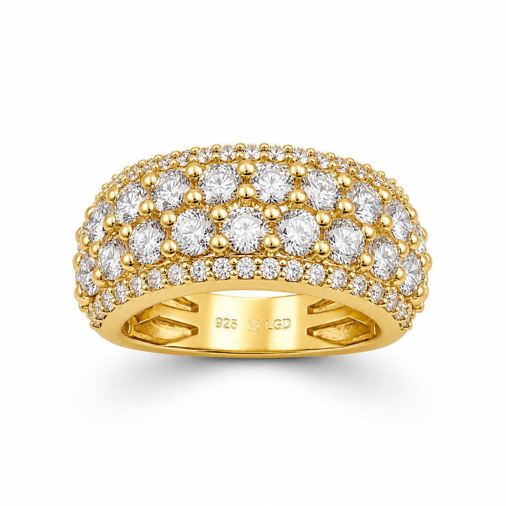 Venturant Lab Grown Diamond (F/VS+) 3.00 carat Round cut Sterling Silver Statement Ring - Sterling Silver | Gold over Silver