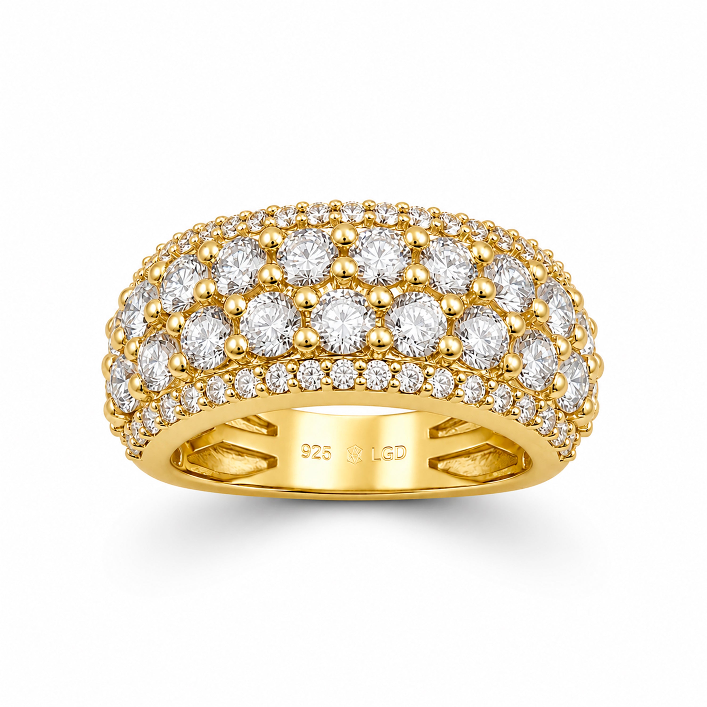 Venturant Lab Grown Diamond (F/VS+) 3.00 carat Round cut Sterling Silver Statement Ring - Sterling Silver | Gold over Silver