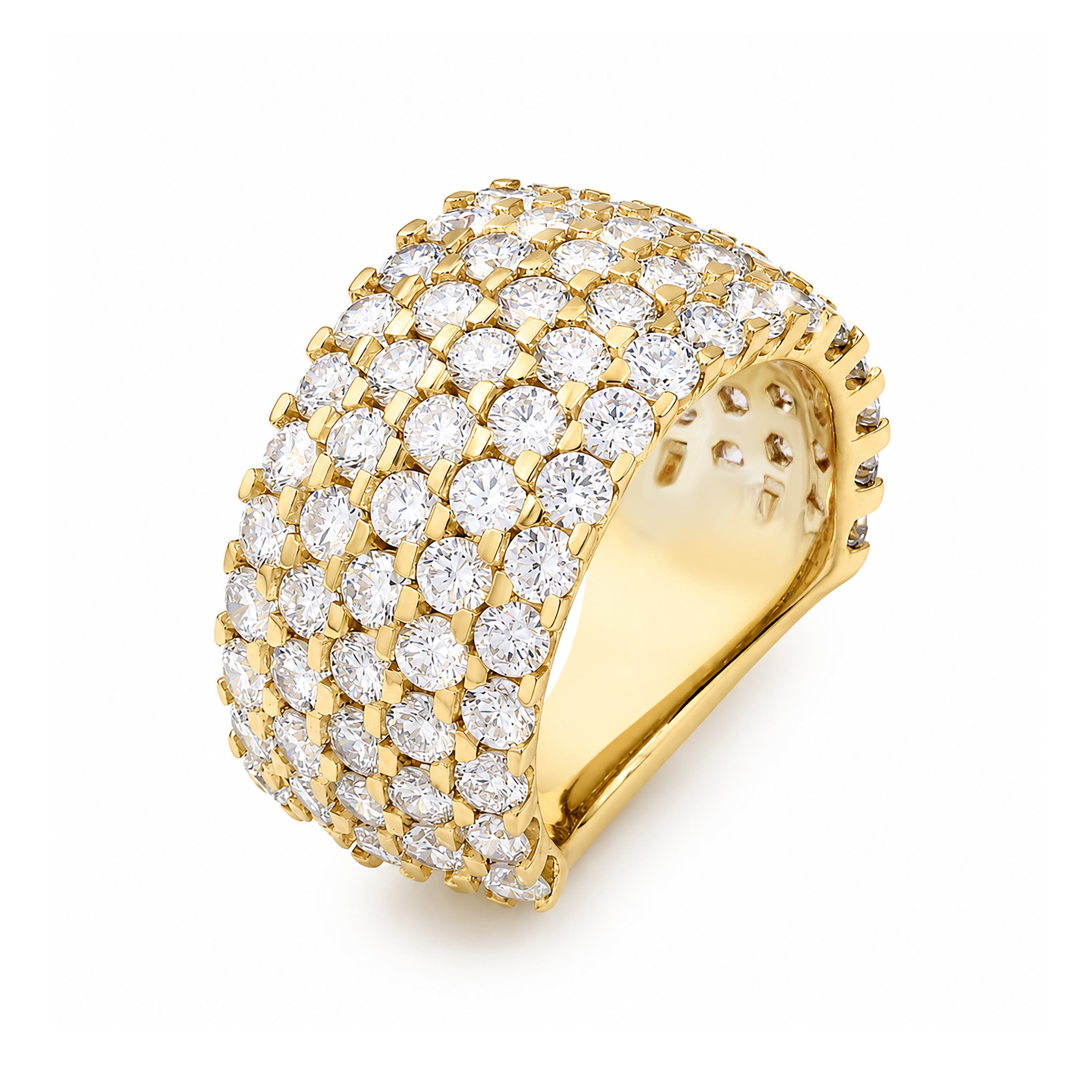 Venturant Lab Grown Diamond (F/VS+) 5.00 carat Round cut Sterling Silver Ring - Sterling Silver | Gold over Silver