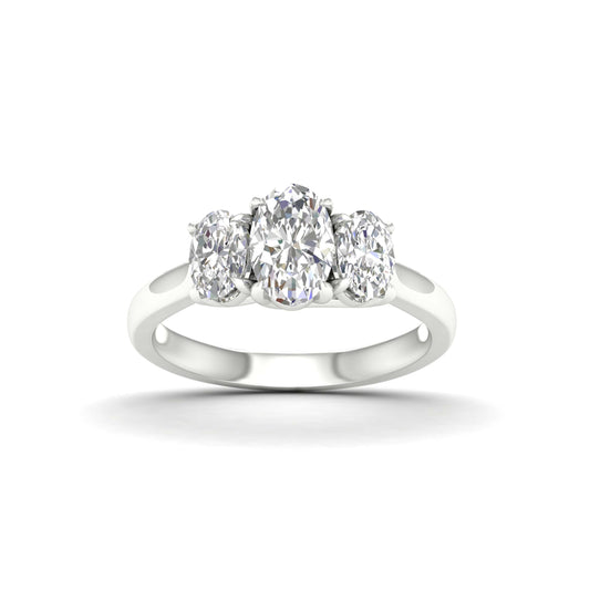 Venturant 2.00-5.00 Carat T.W. Oval-cut Lab Grown Diamond (F/VS+) 14K Gold 3 Stone Ring