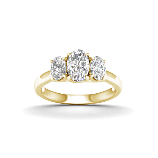 Venturant 2.00-5.00 Carat T.W. Oval-cut Lab Grown Diamond (F/VS+) 14K Gold 3 Stone Ring