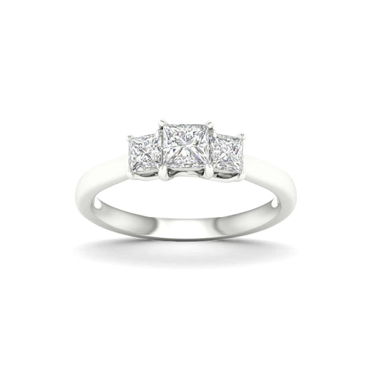 Venturant 2.00-5.00 Carat T.W. Princess-cut Lab Grown Diamond (F/VS+) 14K Gold 3 Stone Ring
