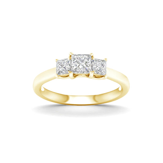 Venturant 2.00-5.00 Carat T.W. Princess-cut Lab Grown Diamond (F/VS+) 14K Gold 3 Stone Ring