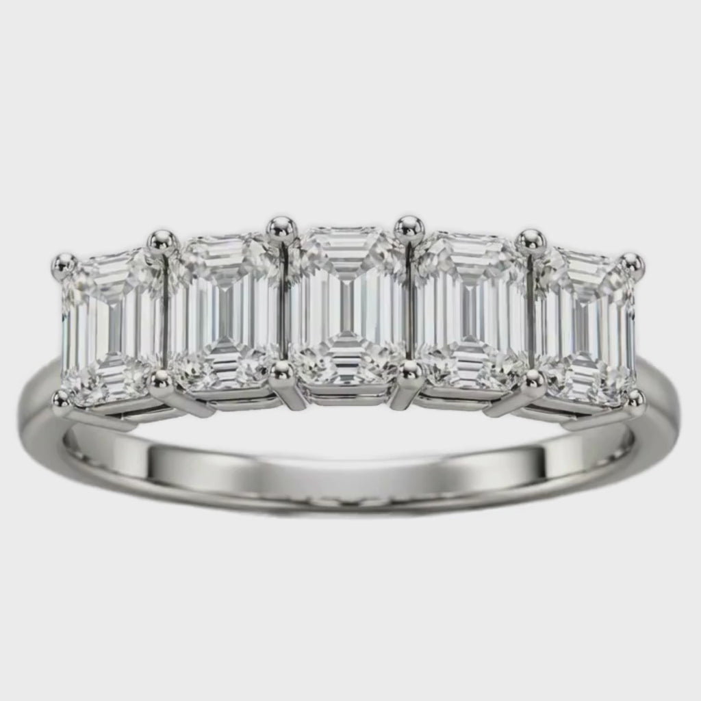 Venturant 2.50-7.00 Carat T.W. Emerald-cut Lab Grown Diamond (F/VS+) 14K Gold 5 Stone Ring
