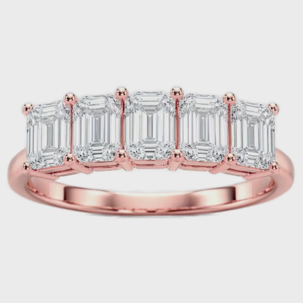Venturant 2.50-7.00 Carat T.W. Emerald-cut Lab Grown Diamond (F/VS+) 14K Gold 5 Stone Ring