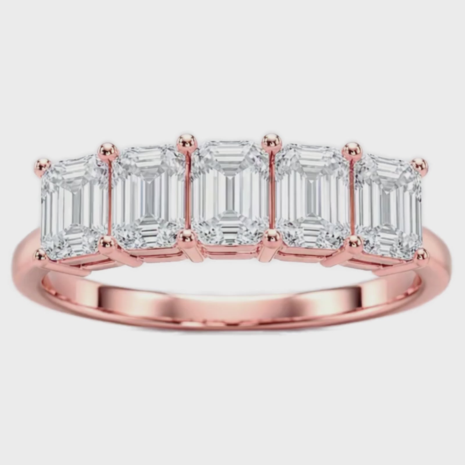 Venturant 2.50-7.00 Carat T.W. Emerald-cut Lab Grown Diamond (F/VS+) 14K Gold 5 Stone Ring