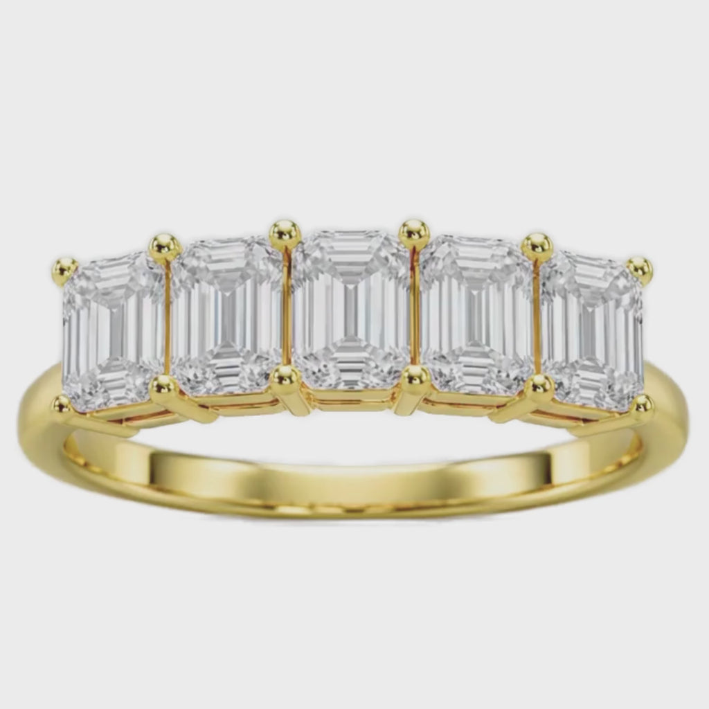 Venturant 2.50-7.00 Carat T.W. Emerald-cut Lab Grown Diamond (F/VS+) 14K Gold 5 Stone Ring