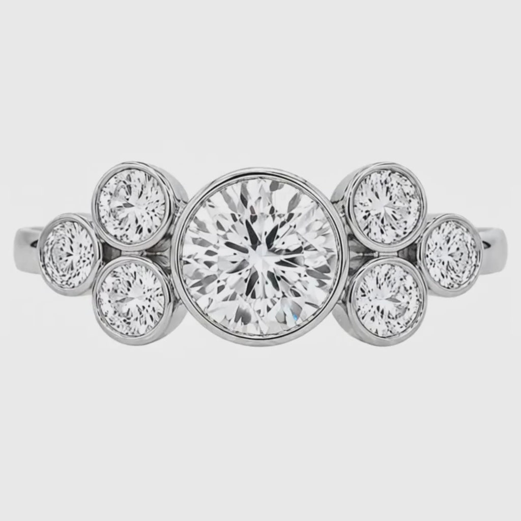 Venturant 2.00 Carat T.W. Round-cut Lab Grown Diamond (F/VS+) 14K Gold Bezel Set 7 Stone Ring
