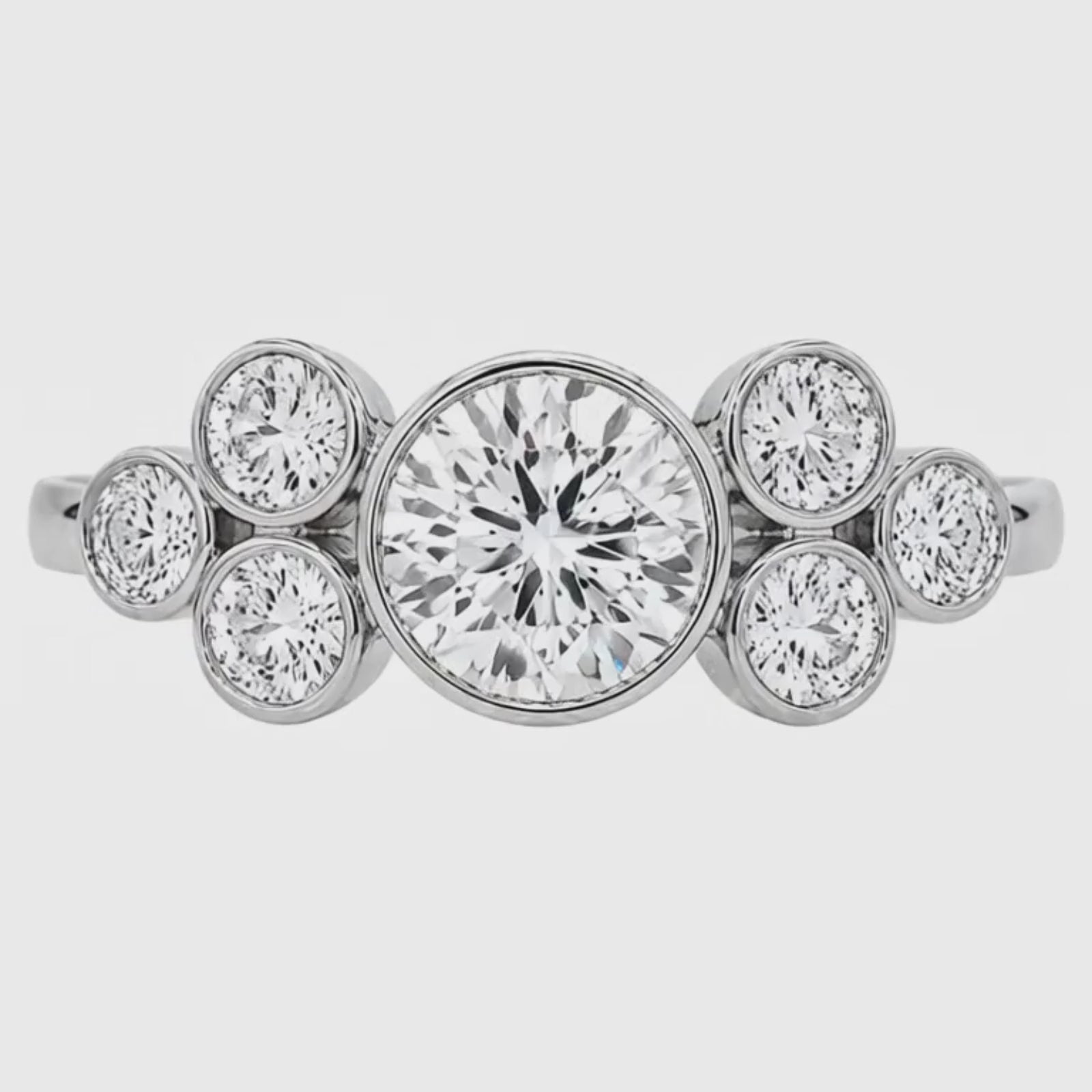Venturant 2.00 Carat T.W. Round-cut Lab Grown Diamond (F/VS+) 14K Gold Bezel Set 7 Stone Ring